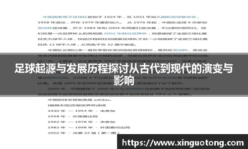 足球起源与发展历程探讨从古代到现代的演变与影响